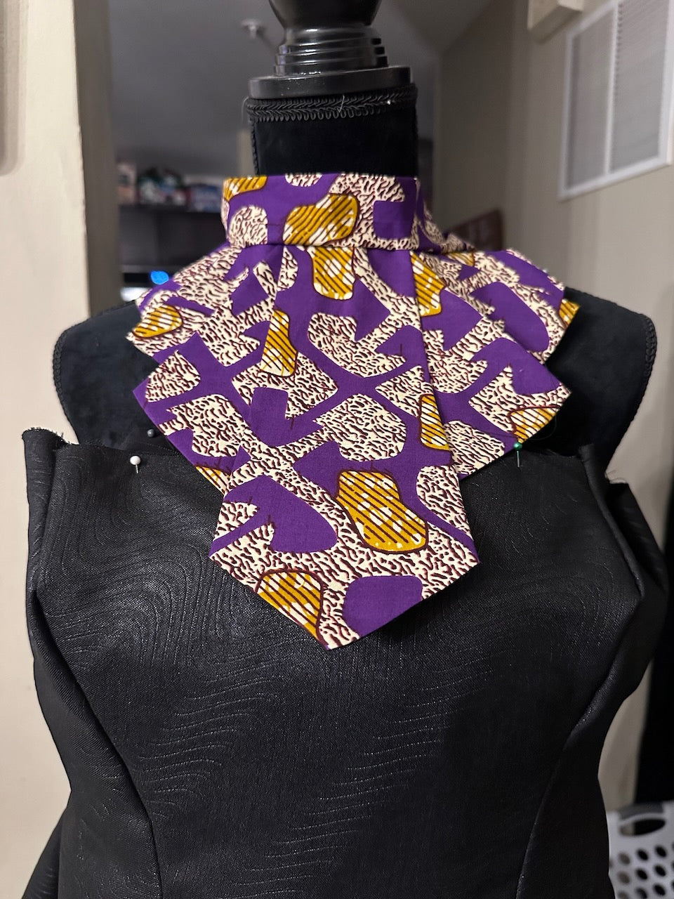 Jabot Collar - Ankara Purple and Gold