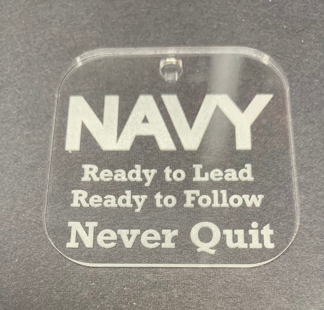 Navy Keychain Never Quit